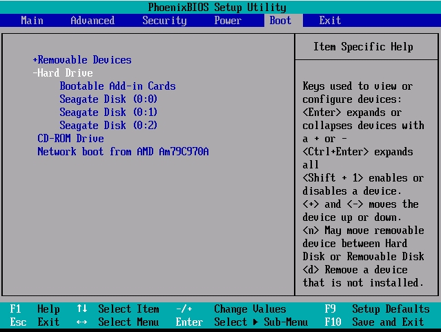 Widok HDD w BIOS